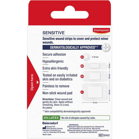 Elastoplast Sensitive Assorted White Plasters For Wound Protection 40 Pack