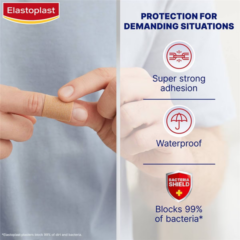 Elastoplast Heavy Fabric Extra Tough Waterproof Plasters 16 Pack