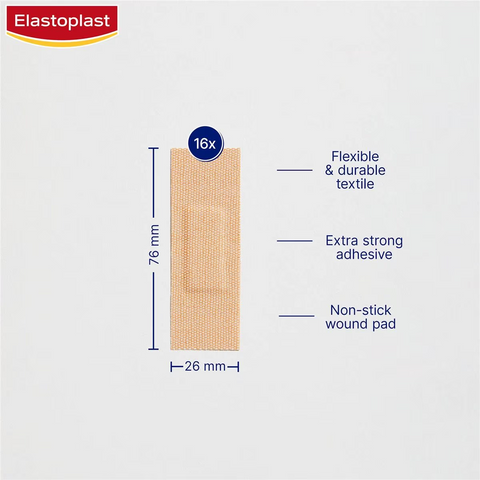 Elastoplast Heavy Fabric Extra Tough Waterproof Plasters 16 Pack