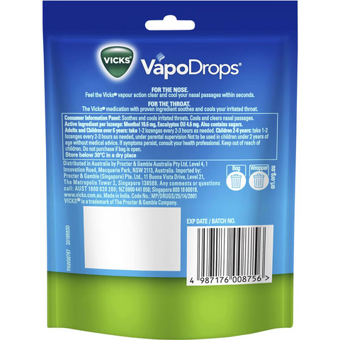 Vicks Vapodrop Throat Lozenges Original 24 Pack