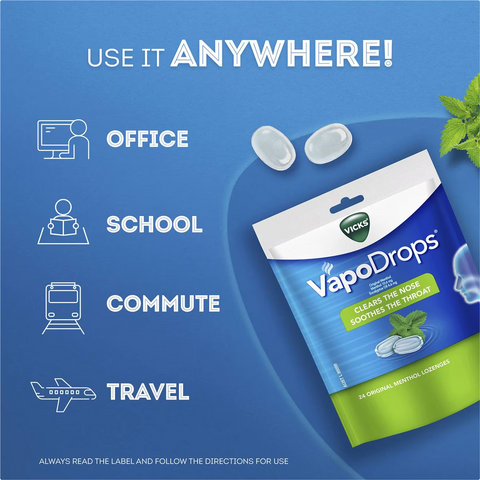 Vicks Vapodrop Throat Lozenges Original 24 Pack