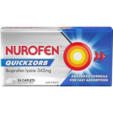 Nurofen Quickzorb Fast Pain Relief Caplets Ibuprofen Lysine 342mg 24