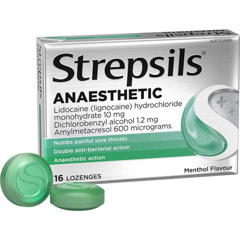 Strepsils Plus Anaesthetic Sore Throat Numbing Pain Relief Lozenges 16 Pack