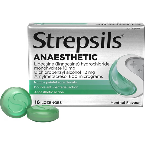 Strepsils Plus Anaesthetic Sore Throat Numbing Pain Relief Lozenges 16 Pack