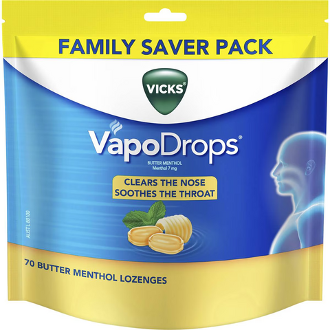 Vicks Vapodrops Butter Menthol Lozenges 70 Pack