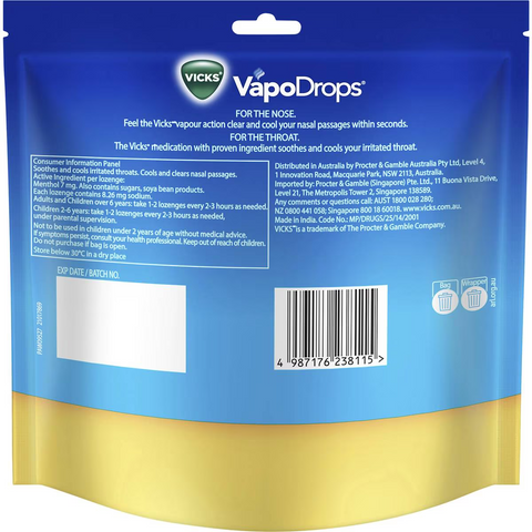 Vicks Vapodrops Butter Menthol Lozenges 70 Pack