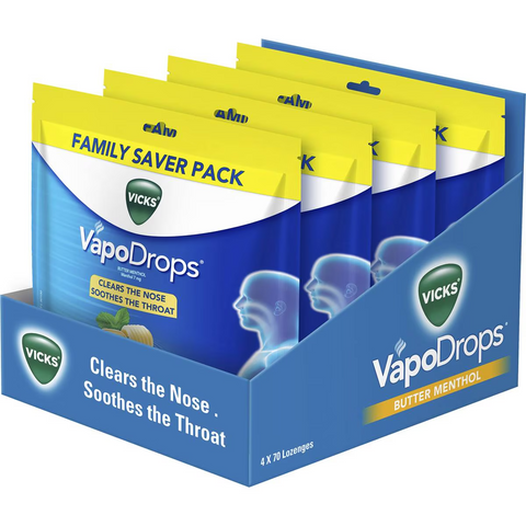 Vicks Vapodrops Butter Menthol Lozenges 70 Pack