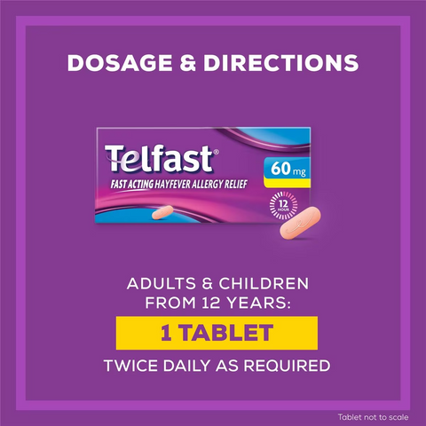 Telfast Hayfever Allergy Relief 60mg Antihistamine Tablets 20 Pack