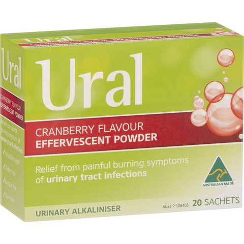 Ural Effervescent Powder Sachets Cranberry 20 Pack