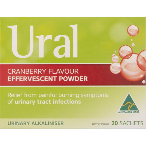 Ural Effervescent Powder Sachets Cranberry 20 Pack