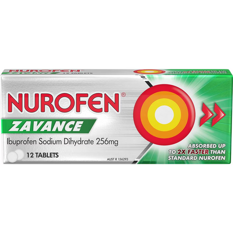 Nurofen Zavance Fast Pain Relief Tablets 256mg Ibuprofen 12 Pack