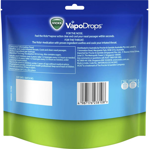 Vicks Vapodrops Original Menthol Lozenges 70 Pack