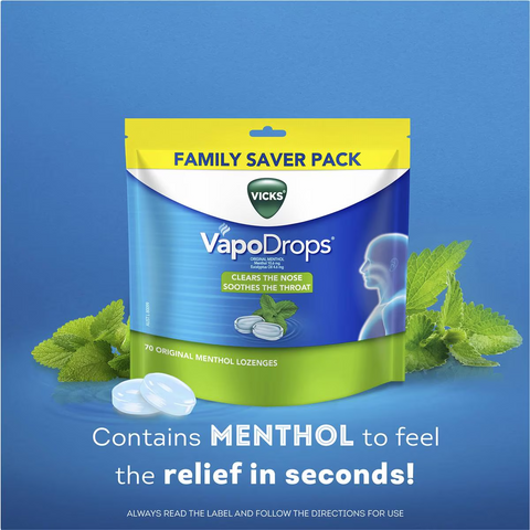 Vicks Vapodrops Original Menthol Lozenges 70 Pack