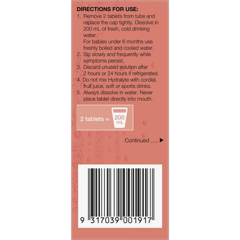 Hydralyte Effervescent Electrolyte Tablets Peach Crush 10 Pack