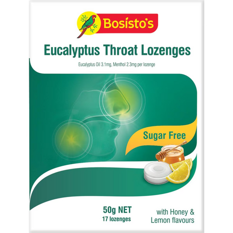 Bosisto's Eucalyptus Throat Lozenges with Honey and Lemon Flavours.