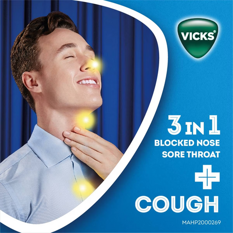 Vicks Vapodrop & Cough Sore Throat Lozenges Honey Lemon 36 Pack