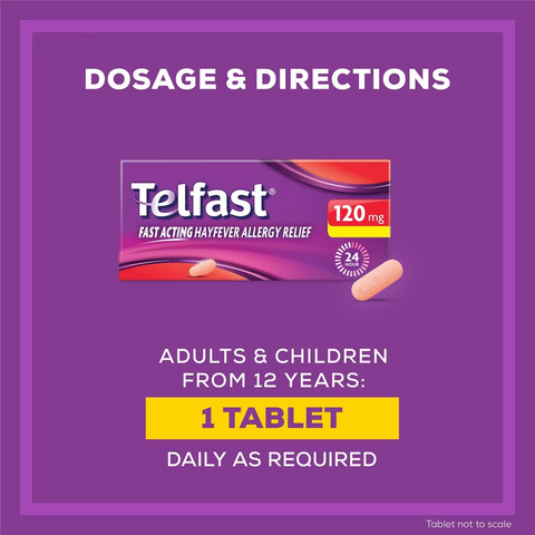 Telfast Hayfever Allergy Relief 120mg Antihistamine Tablets 10 Pack