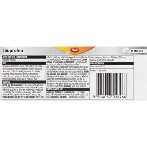 Nyal Ibuprofen Tablets 24 Pack