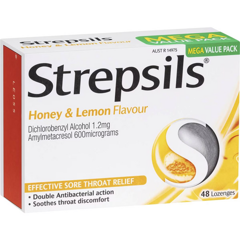 Strepsils Soothing Sore Throat Lozenges Honey & Lemon 48 Pack