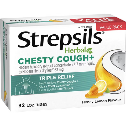 Strepsils Herbal Chesty Cough Triple Relief Lozenges 32 Pack