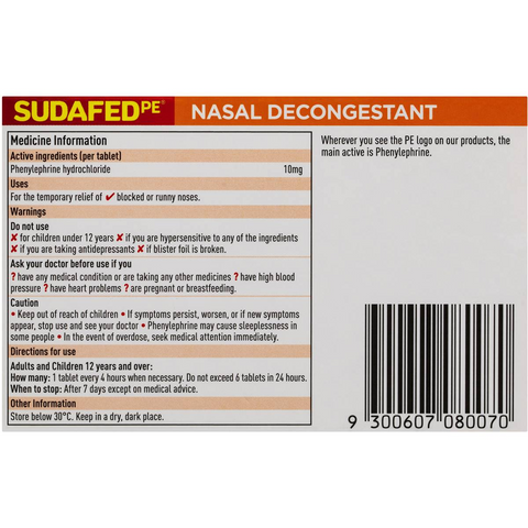 Sudafed Pe Nasal Decongestant 20 Pack