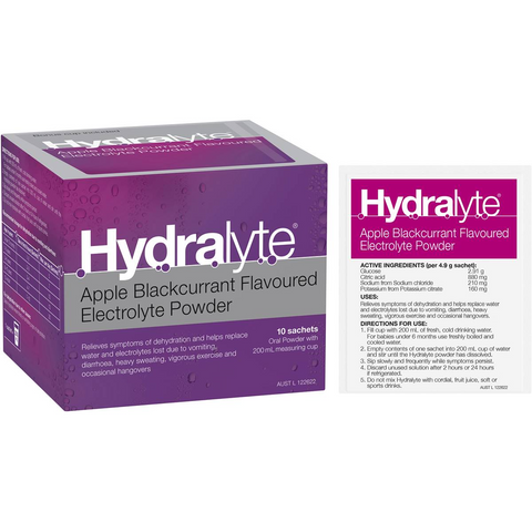 Hydralyte Electrolyte Powder Sachets Apple Blackcurrant 10 Pack