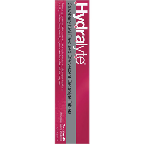 Hydralyte Effervescent Electrolyte Tablets Strawberry Kiwi 40 Pack