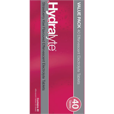 Hydralyte Effervescent Electrolyte Tablets Strawberry Kiwi 40 Pack