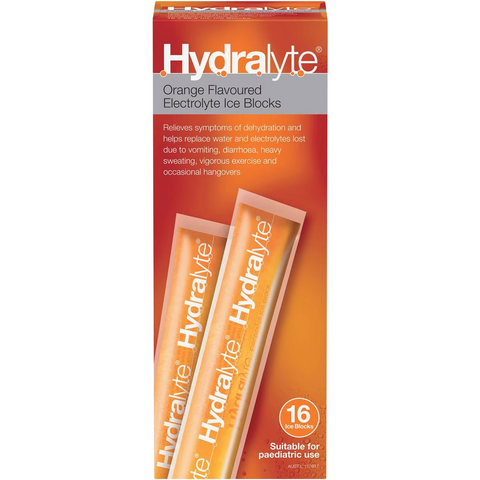 Hydralyte Electrolyte Ice Block Orange 16 Sachets