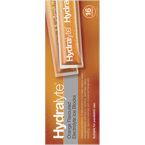 Hydralyte Electrolyte Ice Block Orange 16 Sachets