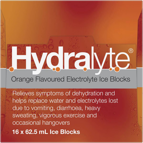 Hydralyte Electrolyte Ice Block Orange 16 Sachets