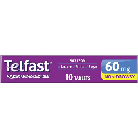 Telfast Hayfever Allergy Relief 60mg Antihistamine Tablets 10 Pack