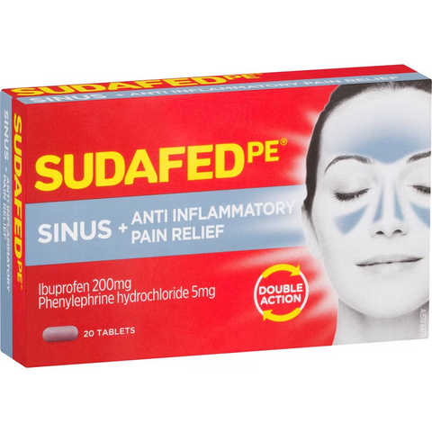 Sudafed Pe Sinus + Anti-inflammatory Pain Relief Double Action 20 Pack