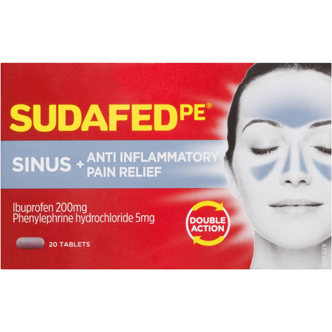 Sudafed Pe Sinus + Anti-inflammatory Pain Relief Double Action 20 Pack