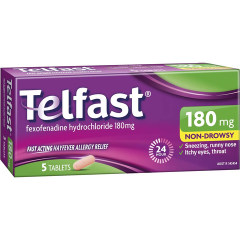 Telfast Hayfever Allergy Relief 180mg Antihistamine Tablets 5 Pack