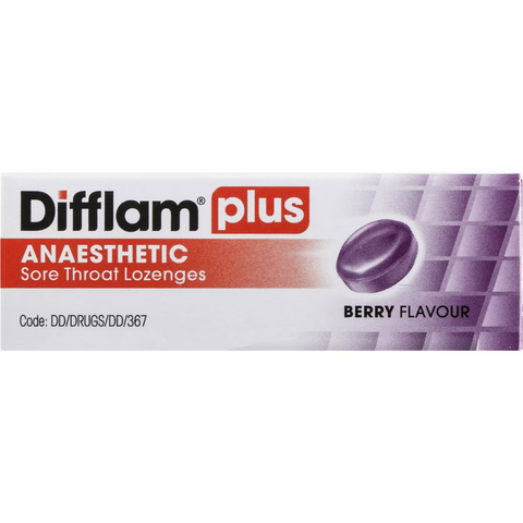 Difflam Plus Sore Throat Lozenges + Anaesthetic Berry 16 Pack