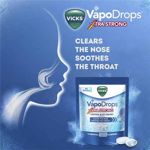 Vicks Vapodrops Xtra Strong Menthol Blast 16 Pack