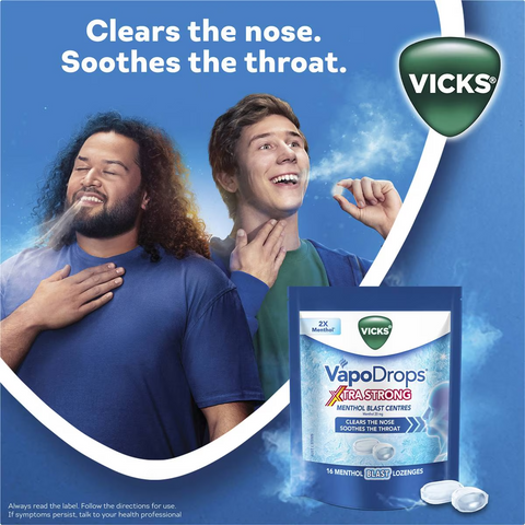 Vicks Vapodrops Xtra Strong Menthol Blast 16 Pack