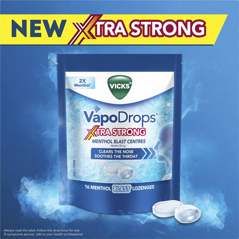 Vicks Vapodrops Xtra Strong Menthol Blast 16 Pack