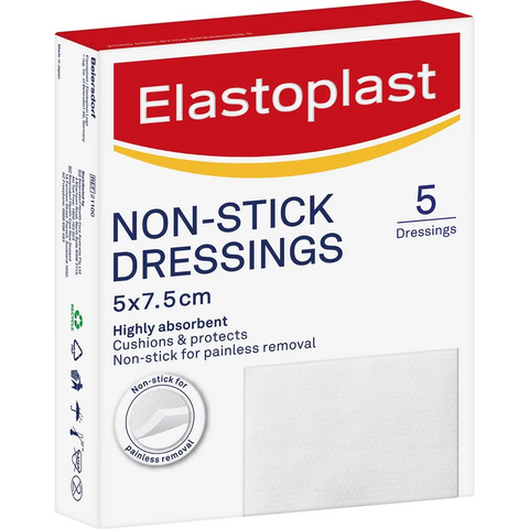 Elastoplast Non Stick Wound Pad Dressings For Wound Protection 5 Pack