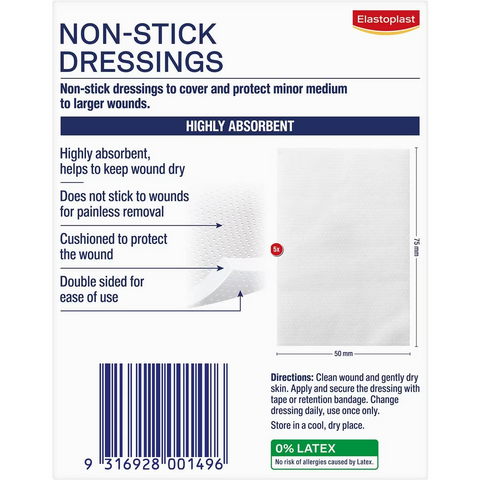 Elastoplast Non Stick Wound Pad Dressings For Wound Protection 5 Pack