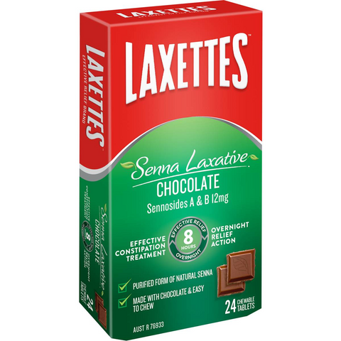 Laxettes Senna Chocolate Squares Laxatives 24 Pack