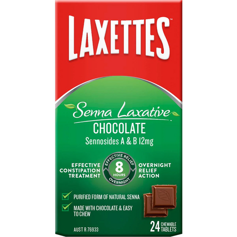 Laxettes Senna Chocolate Squares Laxatives 24 Pack