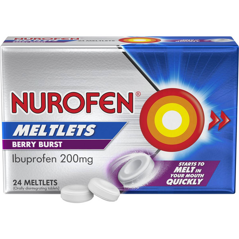 Nurofen Meltlets Ibuprofen 200mg For Pain Relief Berry Burst 24 Pack