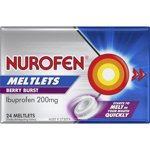 Nurofen Meltlets Ibuprofen 200mg For Pain Relief Berry Burst 24 Pack