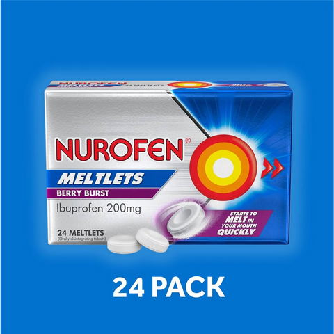 Nurofen Meltlets Ibuprofen 200mg For Pain Relief Berry Burst 24 Pack