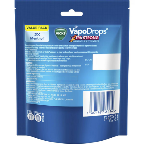 Vicks Vapo Drops Extra Strong Menthol 30 Pack