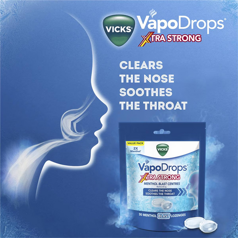 Vicks Vapo Drops Extra Strong Menthol 30 Pack