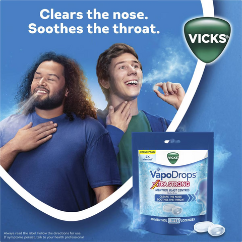 Vicks Vapo Drops Extra Strong Menthol 30 Pack