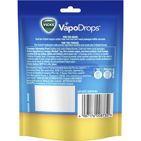 Vicks Vapodrop Throat Lozenges Butter Menthol 24 Pack